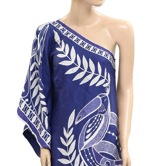 Farm Rio Anthropologie One Shoulder Mini Dress Bird Printed Beach S NEW 281563 - Picture 5 of 7